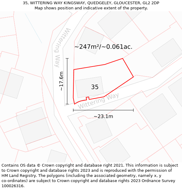 35, WITTERING WAY KINGSWAY, QUEDGELEY, GLOUCESTER, GL2 2DP: Plot and title map