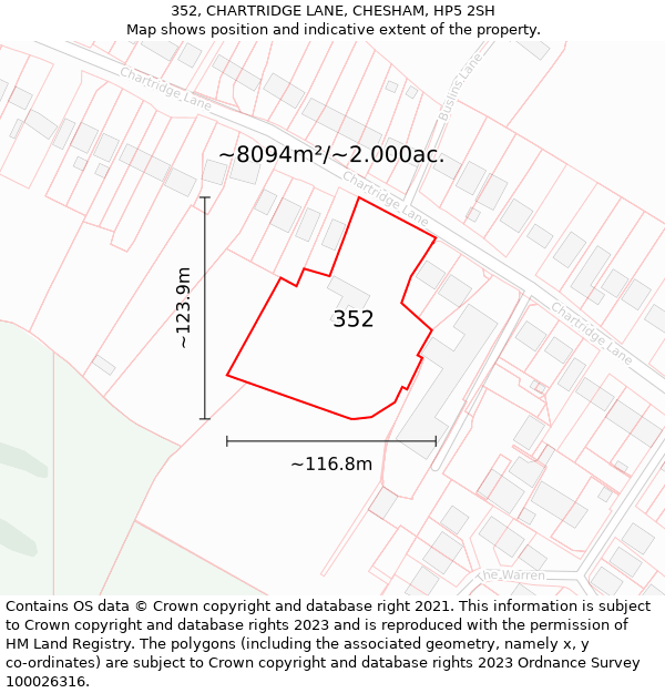 352, CHARTRIDGE LANE, CHESHAM, HP5 2SH: Plot and title map