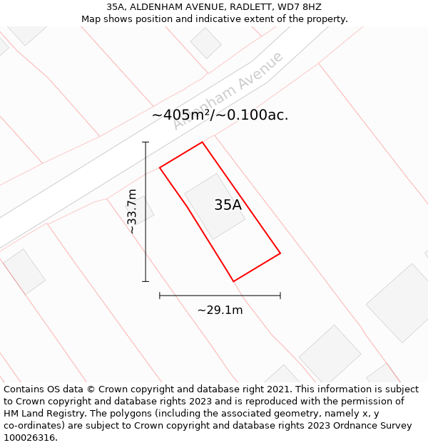 35A, ALDENHAM AVENUE, RADLETT, WD7 8HZ: Plot and title map