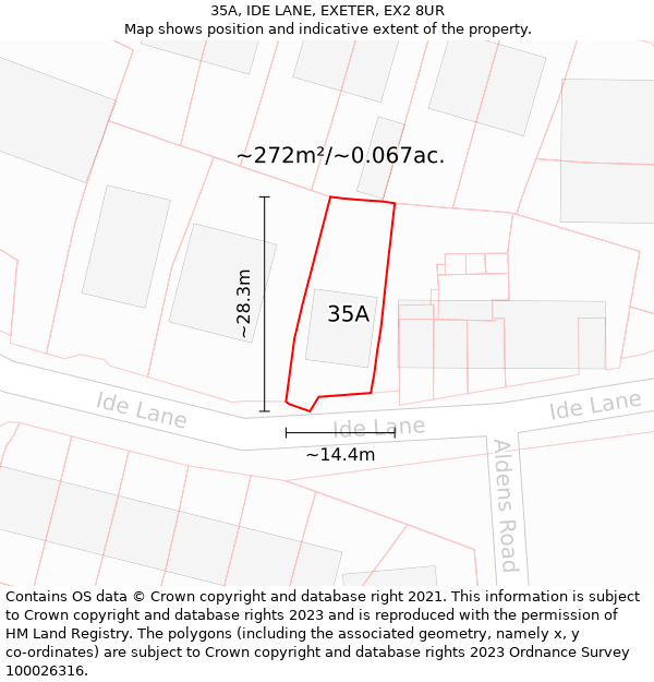 35A, IDE LANE, EXETER, EX2 8UR: Plot and title map