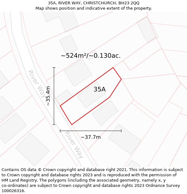 35A, RIVER WAY, CHRISTCHURCH, BH23 2QQ: Plot and title map