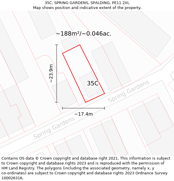 35C, SPRING GARDENS, SPALDING, PE11 2XL: Plot and title map