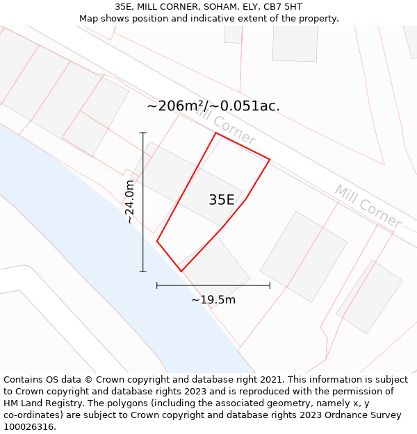 35E, MILL CORNER, SOHAM, ELY, CB7 5HT: Plot and title map