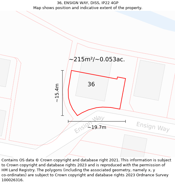 36, ENSIGN WAY, DISS, IP22 4GP: Plot and title map