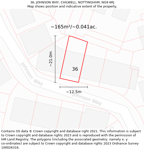 36, JOHNSON WAY, CHILWELL, NOTTINGHAM, NG9 6RJ: Plot and title map