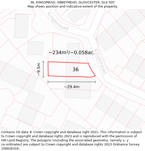 36, KINGSMEAD, ABBEYMEAD, GLOUCESTER, GL4 5DY: Plot and title map