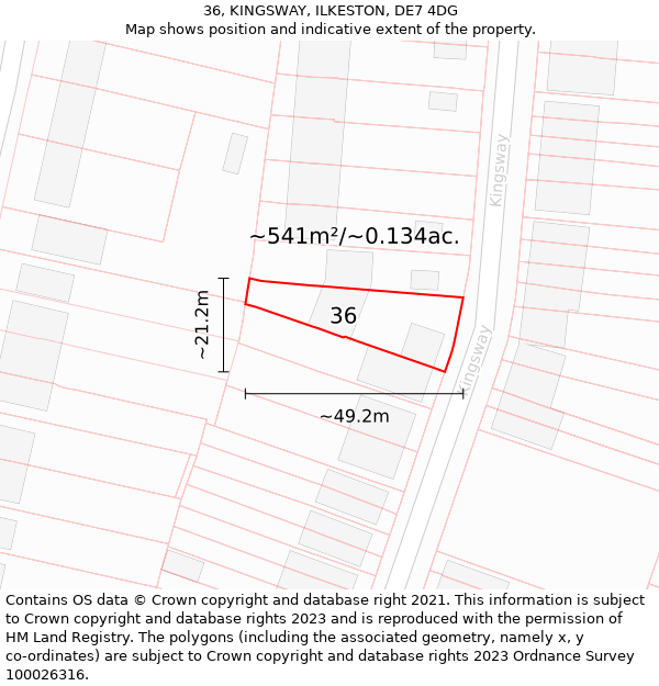 36, KINGSWAY, ILKESTON, DE7 4DG: Plot and title map