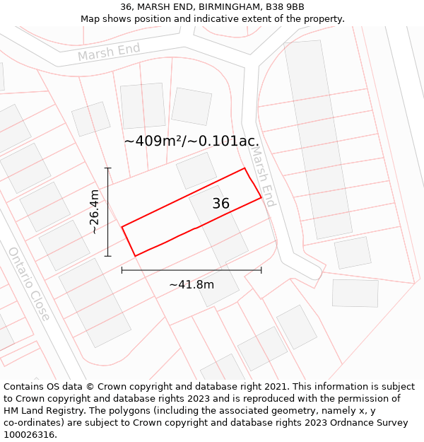 36, MARSH END, BIRMINGHAM, B38 9BB: Plot and title map