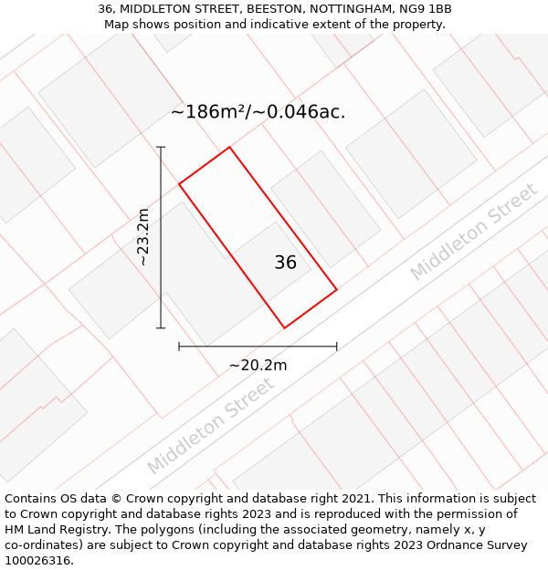 36, MIDDLETON STREET, BEESTON, NOTTINGHAM, NG9 1BB: Plot and title map