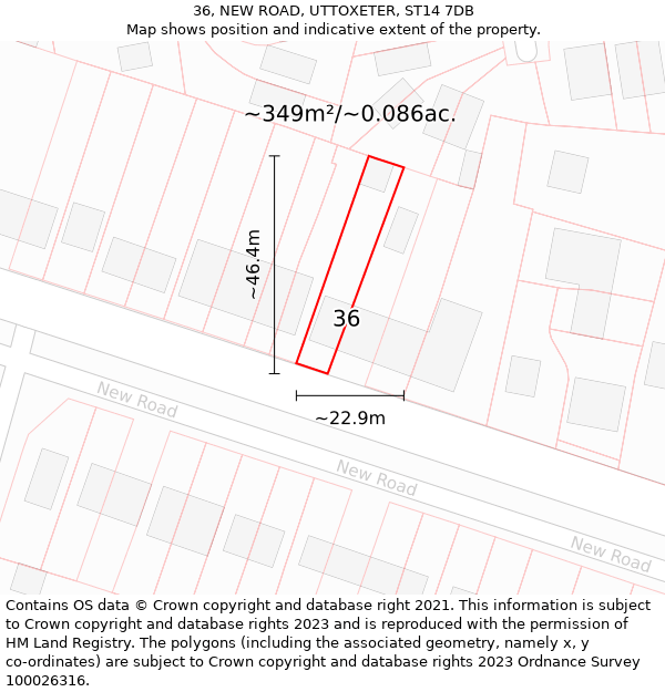 36, NEW ROAD, UTTOXETER, ST14 7DB: Plot and title map