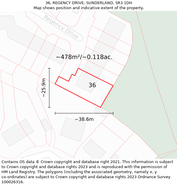 36, REGENCY DRIVE, SUNDERLAND, SR3 1DH: Plot and title map