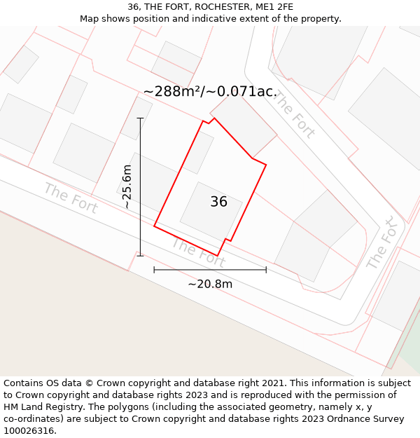 36, THE FORT, ROCHESTER, ME1 2FE: Plot and title map