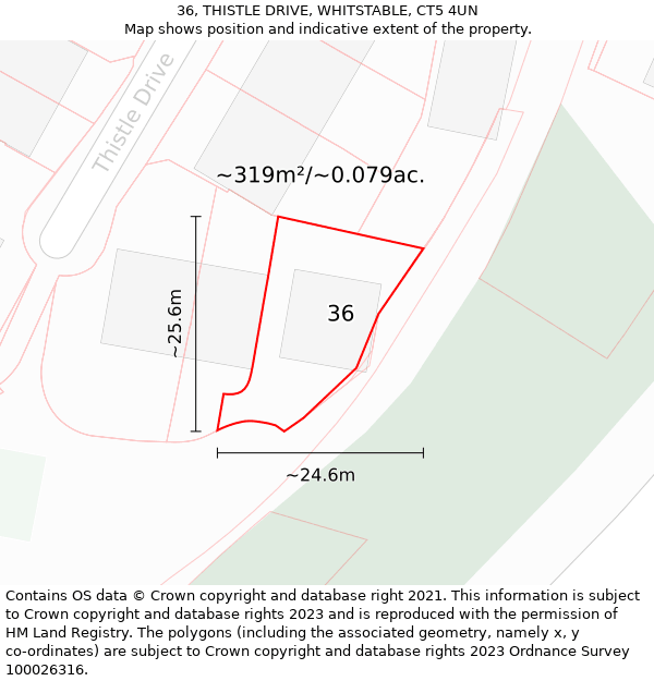 36, THISTLE DRIVE, WHITSTABLE, CT5 4UN: Plot and title map