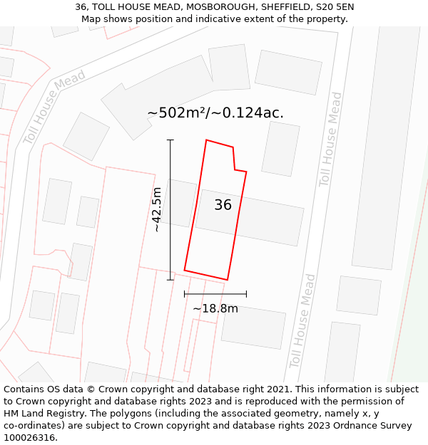 36, TOLL HOUSE MEAD, MOSBOROUGH, SHEFFIELD, S20 5EN: Plot and title map