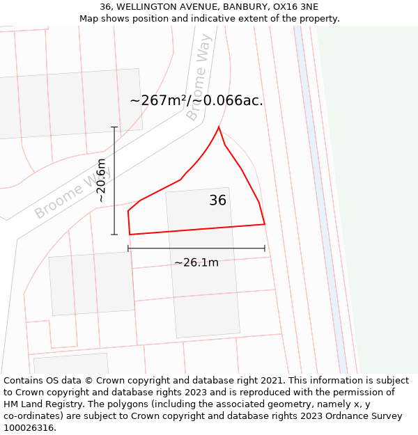 36, WELLINGTON AVENUE, BANBURY, OX16 3NE: Plot and title map