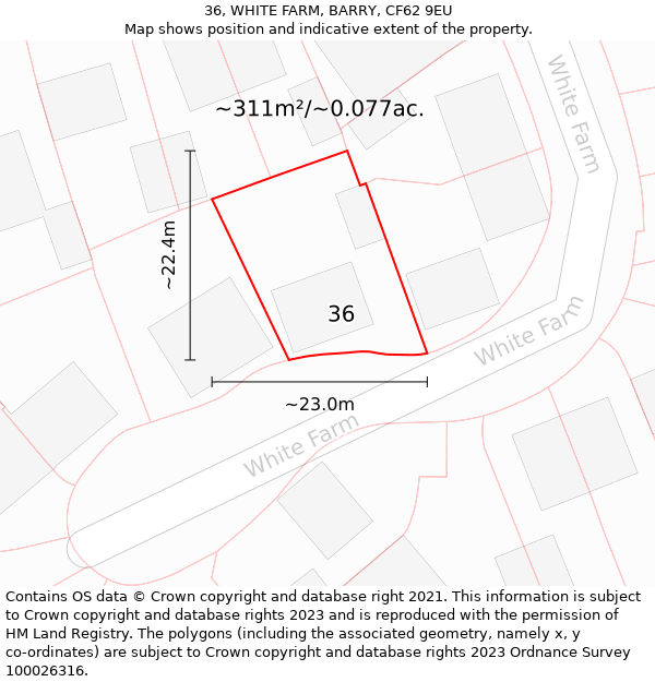 36, WHITE FARM, BARRY, CF62 9EU: Plot and title map