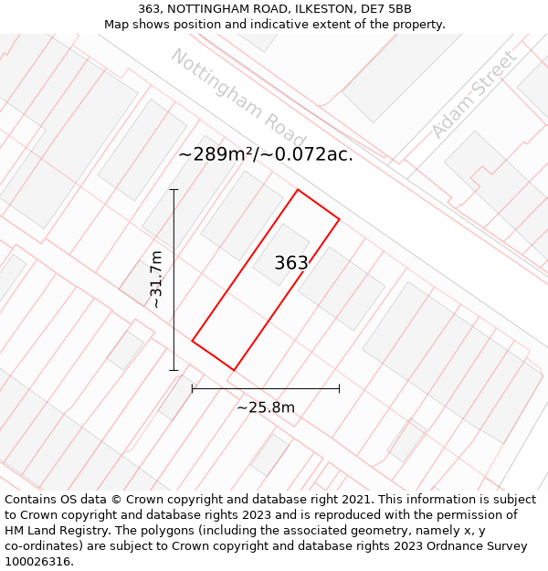 363, NOTTINGHAM ROAD, ILKESTON, DE7 5BB: Plot and title map