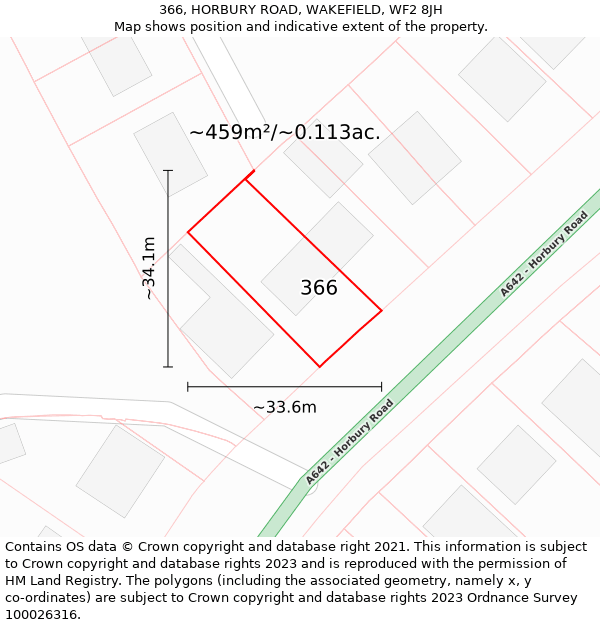 366, HORBURY ROAD, WAKEFIELD, WF2 8JH: Plot and title map