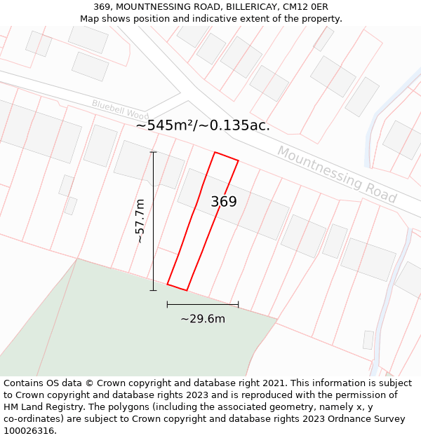 369, MOUNTNESSING ROAD, BILLERICAY, CM12 0ER: Plot and title map