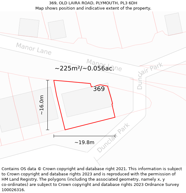 369, OLD LAIRA ROAD, PLYMOUTH, PL3 6DH: Plot and title map