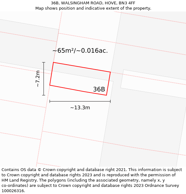 36B, WALSINGHAM ROAD, HOVE, BN3 4FF: Plot and title map