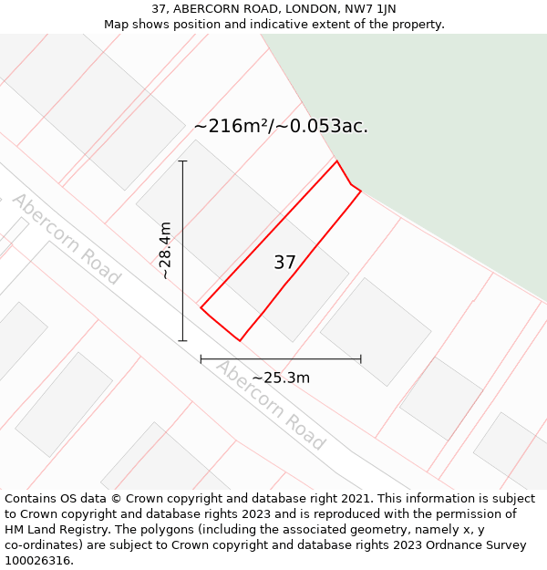 37, ABERCORN ROAD, LONDON, NW7 1JN: Plot and title map