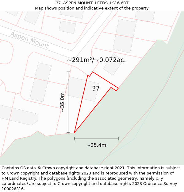 37, ASPEN MOUNT, LEEDS, LS16 6RT: Plot and title map