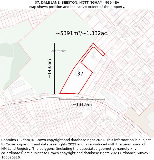 37, DALE LANE, BEESTON, NOTTINGHAM, NG9 4EA: Plot and title map