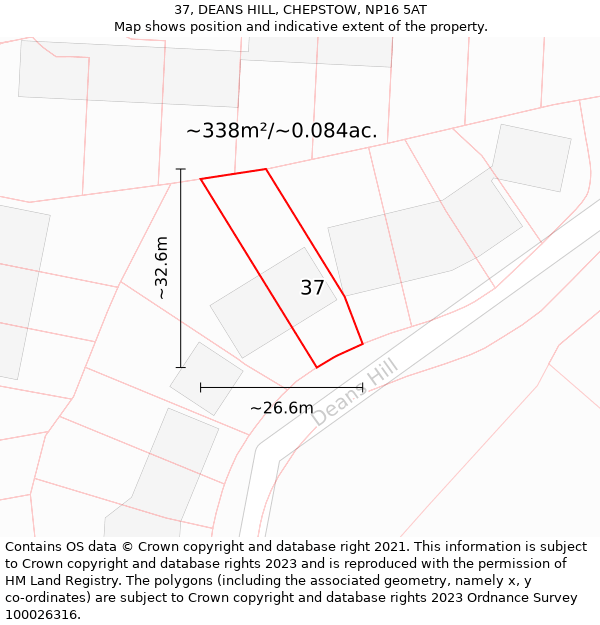 37, DEANS HILL, CHEPSTOW, NP16 5AT: Plot and title map