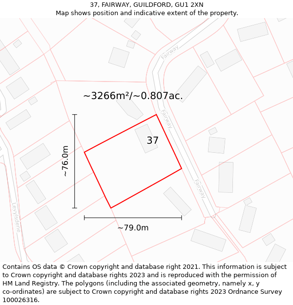 37, FAIRWAY, GUILDFORD, GU1 2XN: Plot and title map