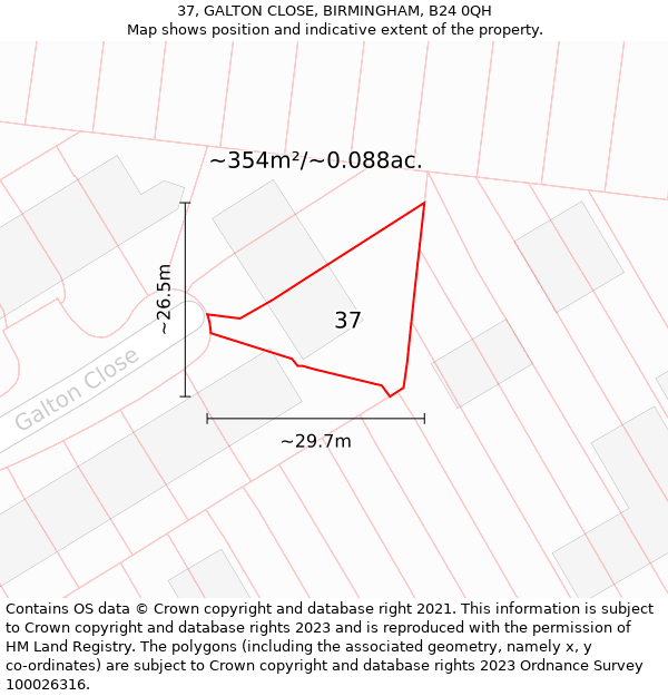 37, GALTON CLOSE, BIRMINGHAM, B24 0QH: Plot and title map