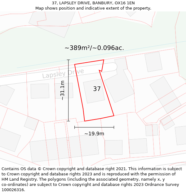 37, LAPSLEY DRIVE, BANBURY, OX16 1EN: Plot and title map