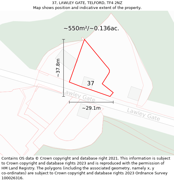 37, LAWLEY GATE, TELFORD, TF4 2NZ: Plot and title map