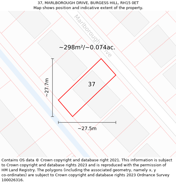 37, MARLBOROUGH DRIVE, BURGESS HILL, RH15 0ET: Plot and title map