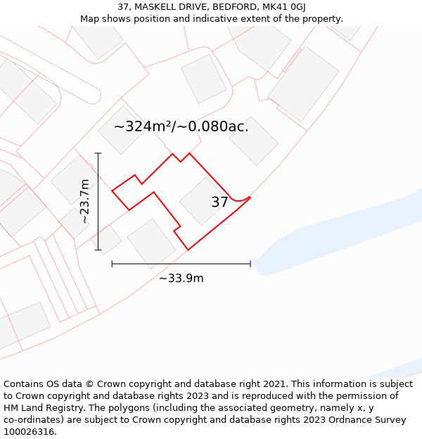 37, MASKELL DRIVE, BEDFORD, MK41 0GJ: Plot and title map