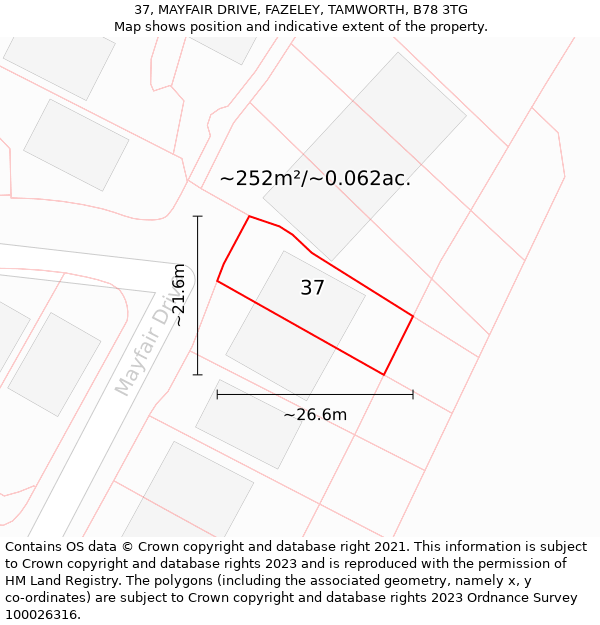 37, MAYFAIR DRIVE, FAZELEY, TAMWORTH, B78 3TG: Plot and title map