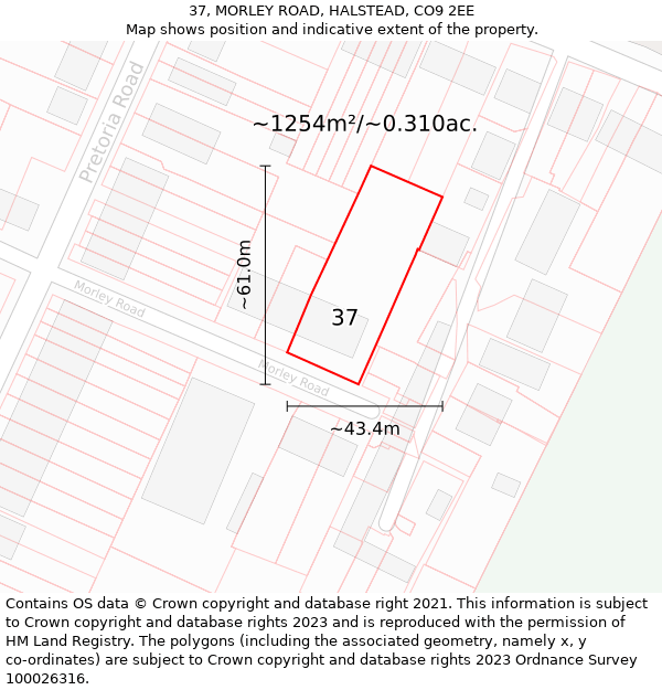 37, MORLEY ROAD, HALSTEAD, CO9 2EE: Plot and title map