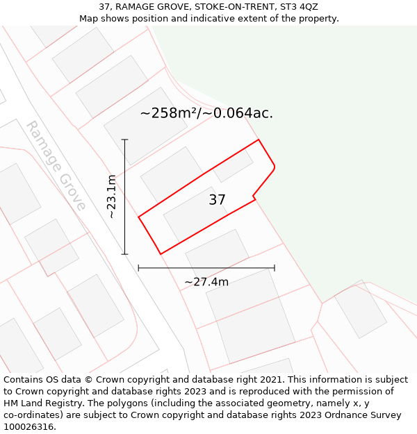37, RAMAGE GROVE, STOKE-ON-TRENT, ST3 4QZ: Plot and title map