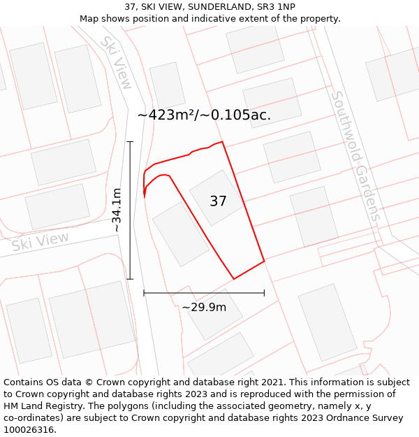 37, SKI VIEW, SUNDERLAND, SR3 1NP: Plot and title map