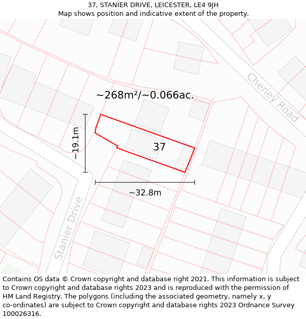 37, STANIER DRIVE, LEICESTER, LE4 9JH: Plot and title map