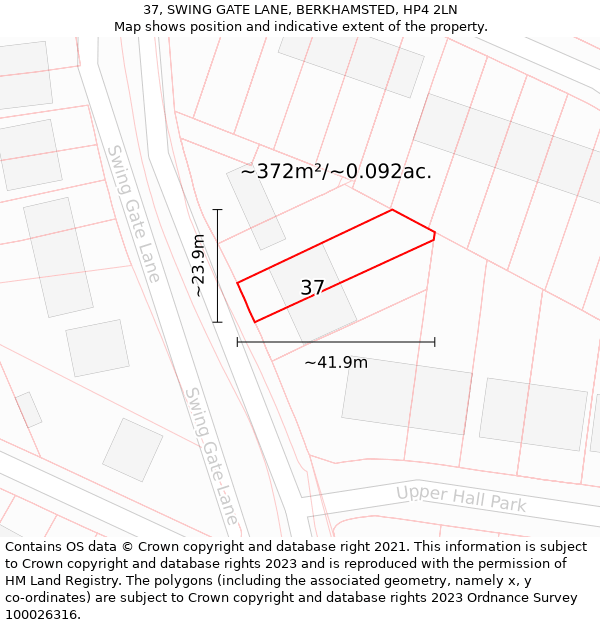 37, SWING GATE LANE, BERKHAMSTED, HP4 2LN: Plot and title map