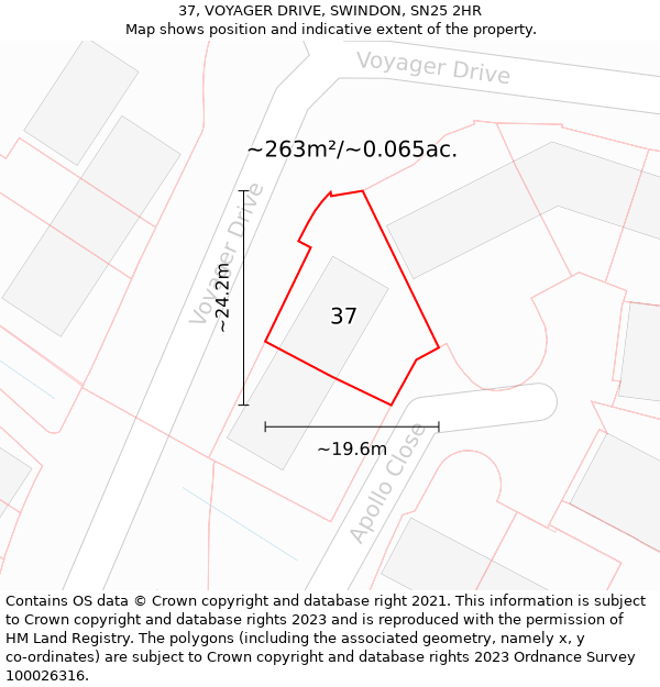 37, VOYAGER DRIVE, SWINDON, SN25 2HR: Plot and title map