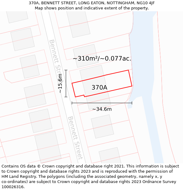 370A, BENNETT STREET, LONG EATON, NOTTINGHAM, NG10 4JF: Plot and title map