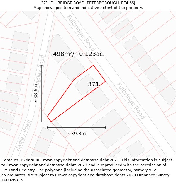 371, FULBRIDGE ROAD, PETERBOROUGH, PE4 6SJ: Plot and title map