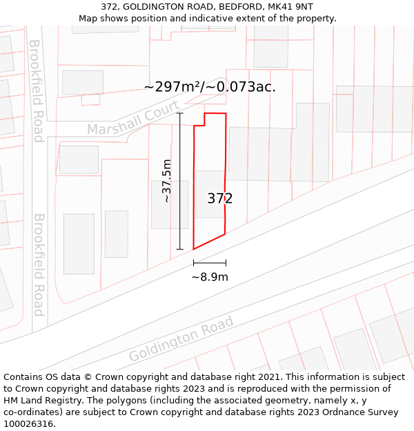 372, GOLDINGTON ROAD, BEDFORD, MK41 9NT: Plot and title map