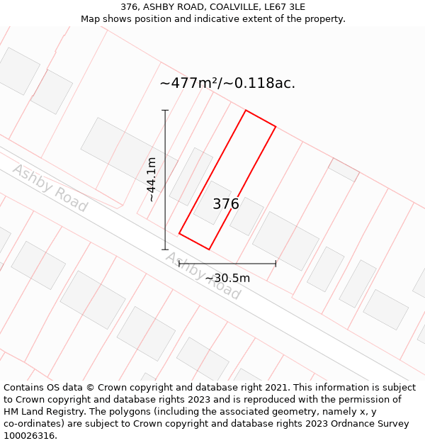 376, ASHBY ROAD, COALVILLE, LE67 3LE: Plot and title map