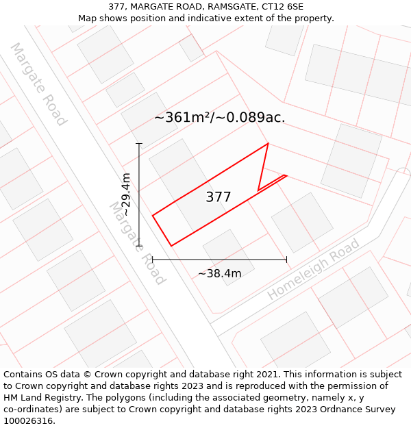 377, MARGATE ROAD, RAMSGATE, CT12 6SE: Plot and title map