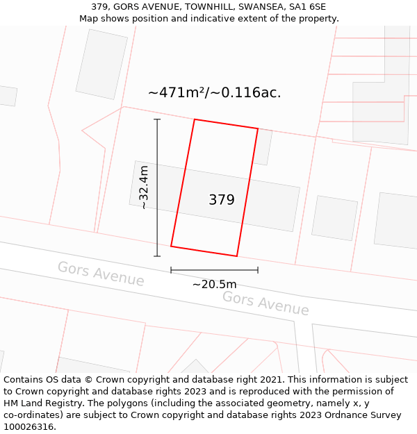 379, GORS AVENUE, TOWNHILL, SWANSEA, SA1 6SE: Plot and title map