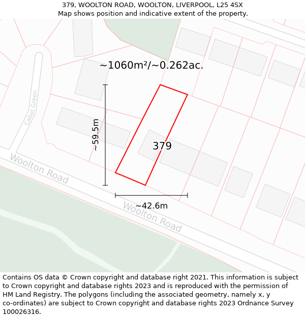 379, WOOLTON ROAD, WOOLTON, LIVERPOOL, L25 4SX: Plot and title map