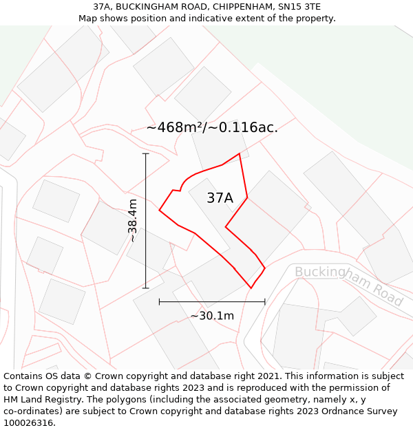 37A, BUCKINGHAM ROAD, CHIPPENHAM, SN15 3TE: Plot and title map